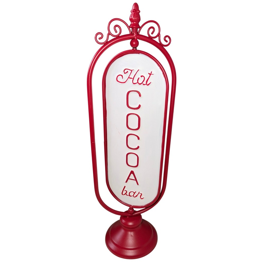 Hobby Lobby Red Metal Hot Cocoa Bar Tabletop Sign Christmas Decor 18in HL9202555